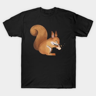 squirrel eating  peanuts design - cute T-Shirt